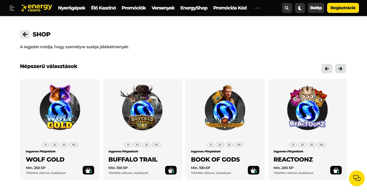 EnergyCasino promóciós kód VIP játékosoknak